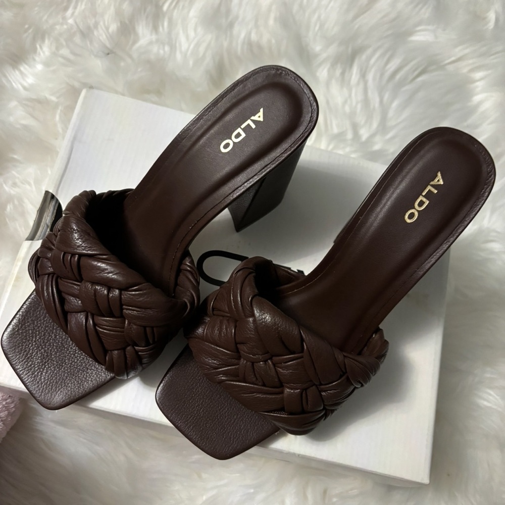 ALDO Dark Brown Braided Heels